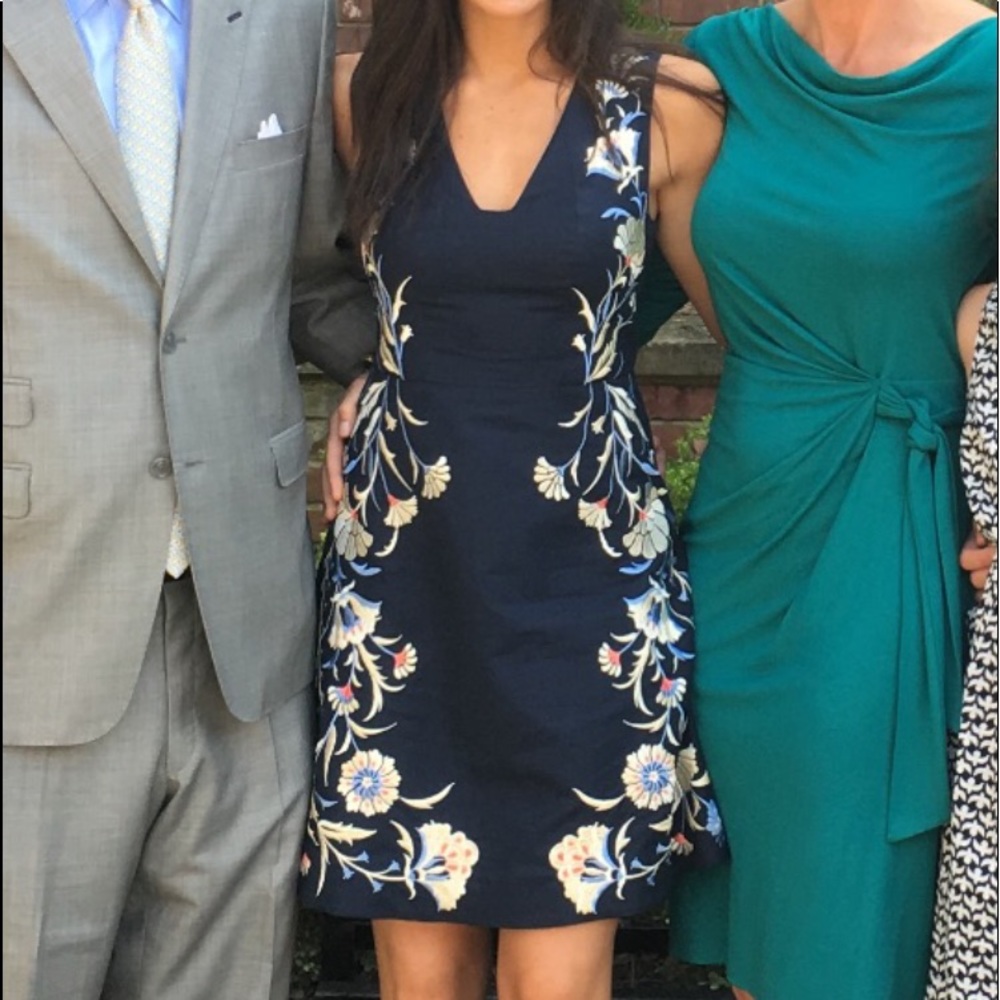 Anthropologie navy floral dress